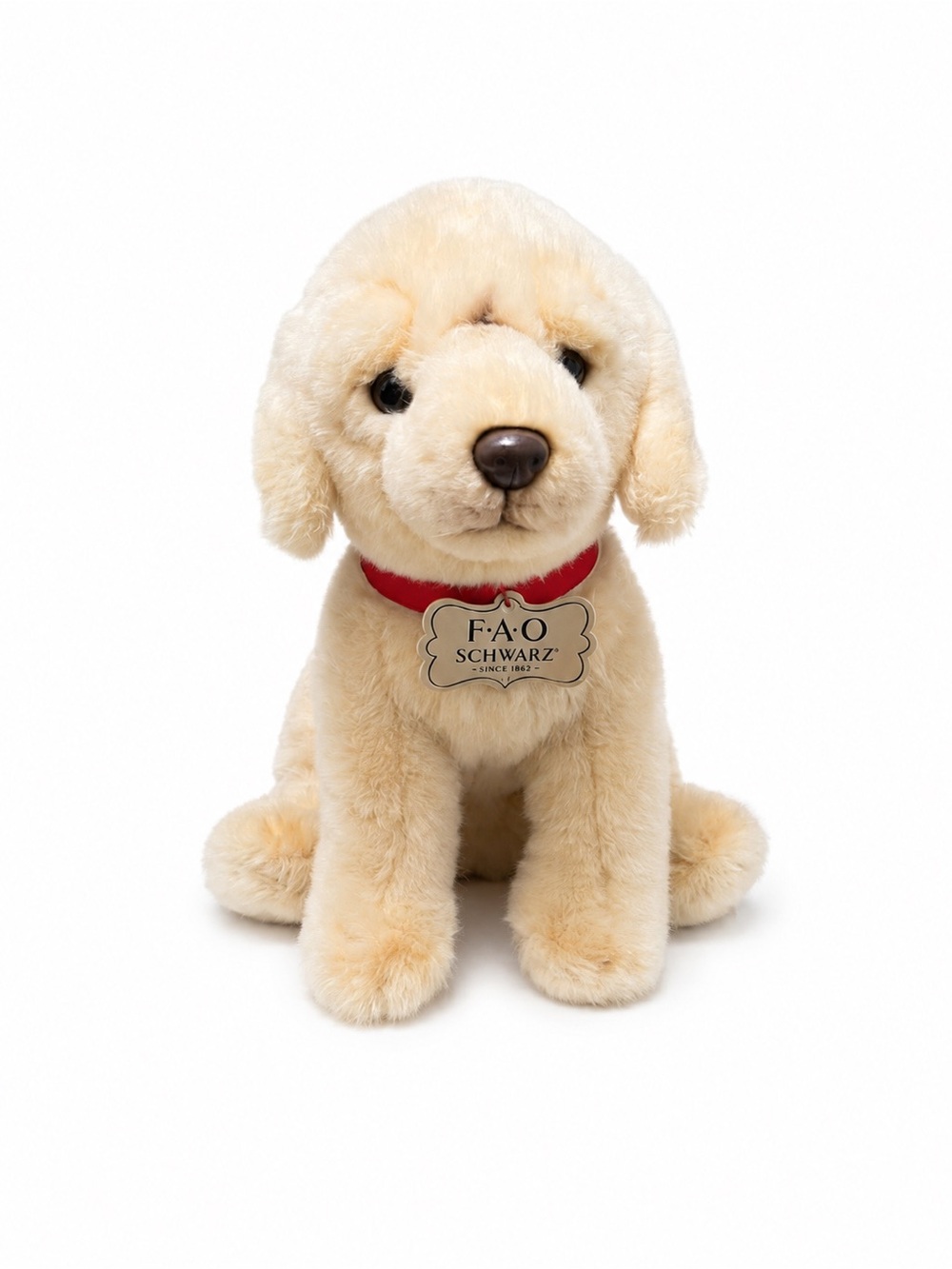 FAO Schwarz Plush Puppy in Cream with Red Collar and Tag